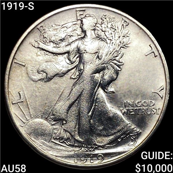 1919-S Walking Liberty Half Dollar CHOICE AU