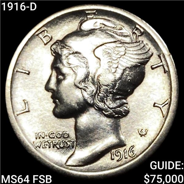 1916-D Mercury Dime CHOICE BU FSB