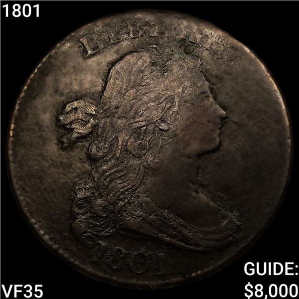 1801 Draped Bust Large Cent ABOUT UNCIRCULATED
