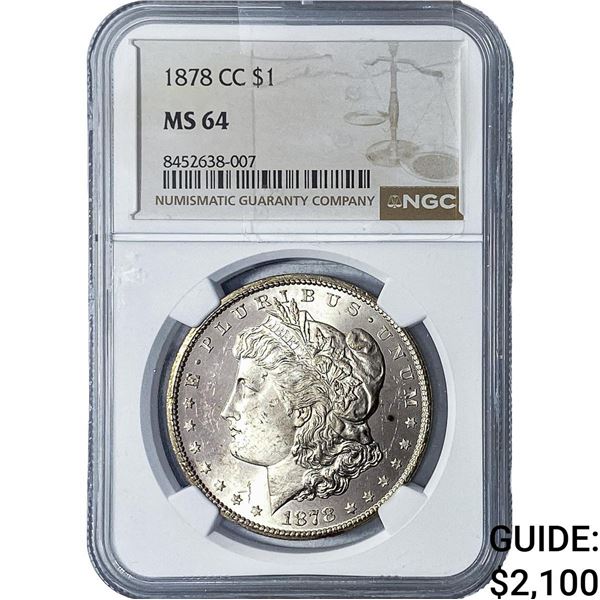 1878-CC Morgan Silver Dollar NGC MS64