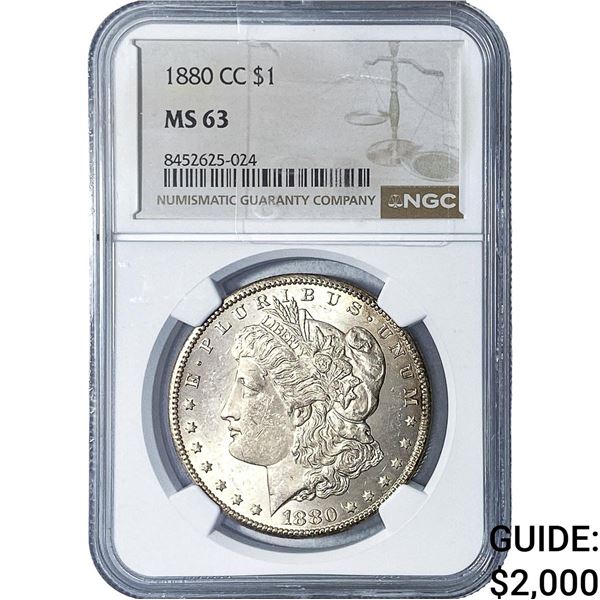 1880-CC Morgan Silver Dollar NGC MS63