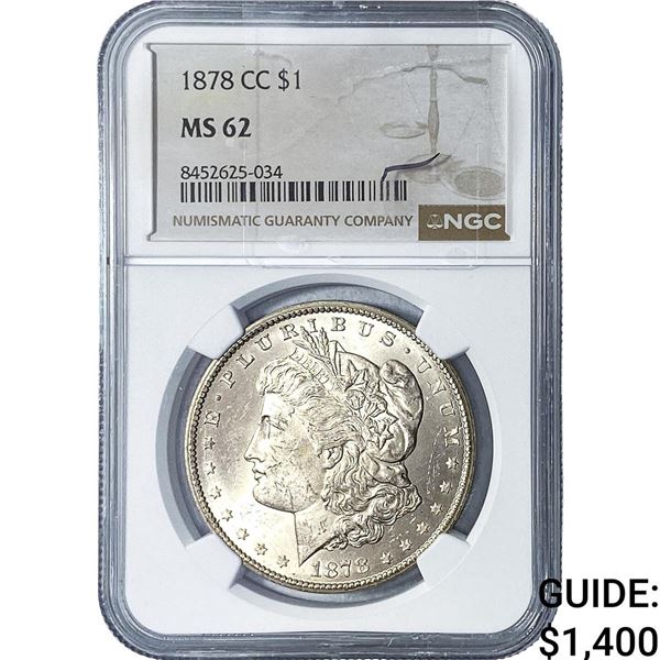 1878-CC Morgan Silver Dollar NGC MS62