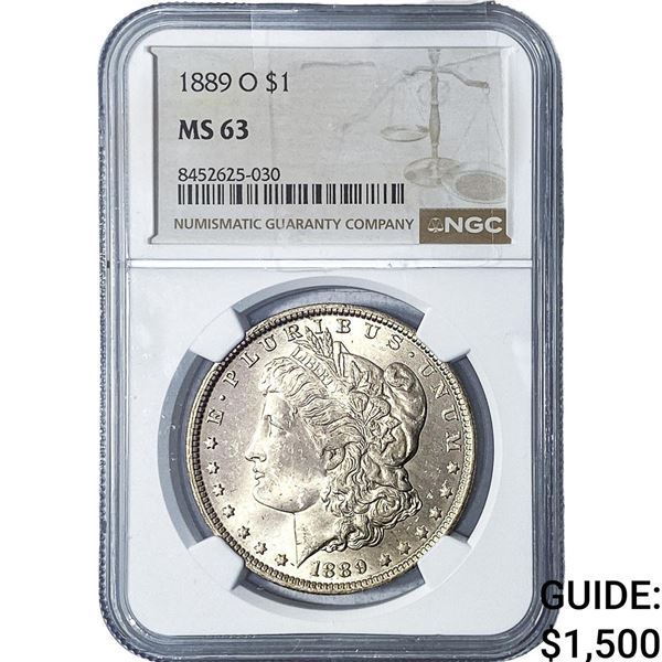 1889-O Morgan Silver Dollar NGC MS63