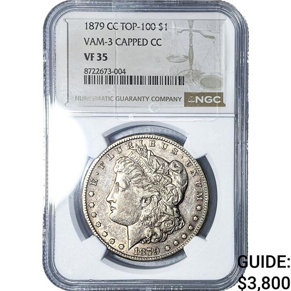 1879-CC Morgan Silver Dollar NGC VF35 VAM-3 Capped CC