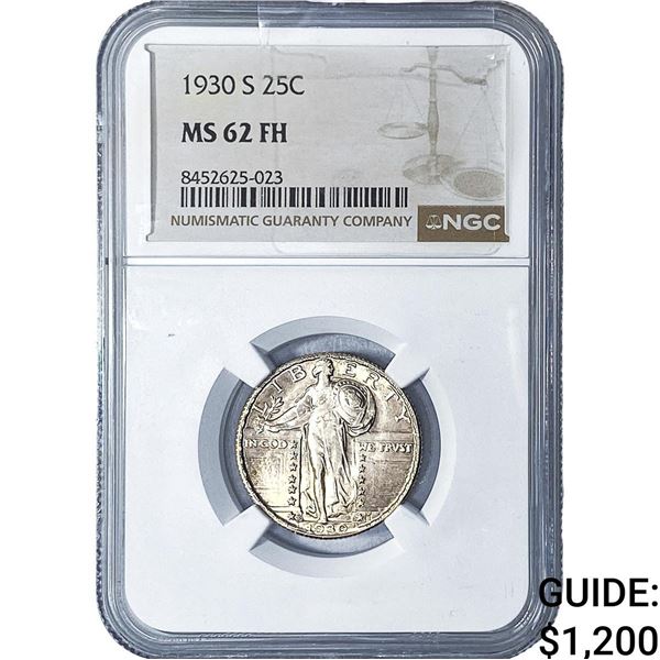 1930-S Washington Silver Quarter NGC MS62 FH
