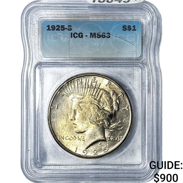 1925-S Silver Peace Dollar ICG MS63
