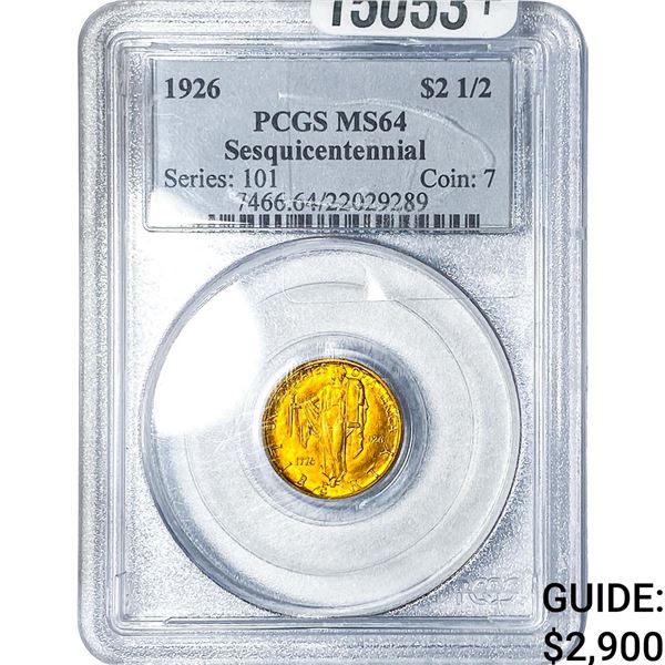 1926 Sesquincentennial $2.50 Gold Quarter Eagle PCGS MS64