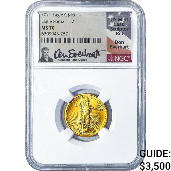 2021 Gold $10 American Eagle 1/4oz NGC MS70