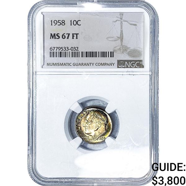 1958 Roosevelt Dime NGC MS67 FT