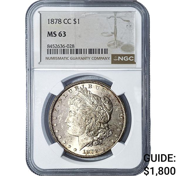 1878-CC Morgan Silver Dollar NGC MS63