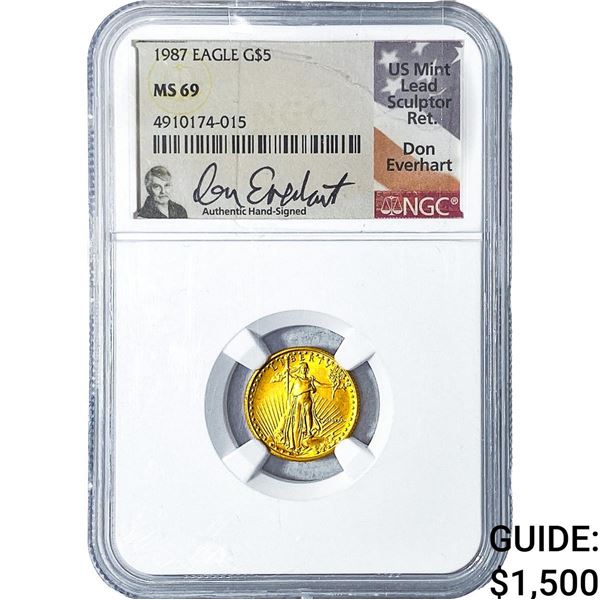 1987 $5 Gold American Eagle 1/10oz NGC MS69