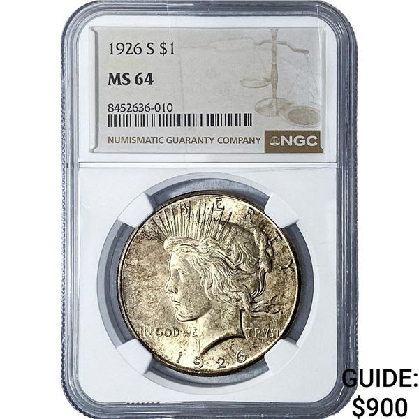 1926-S Silver Peace Dollar NGC MS64