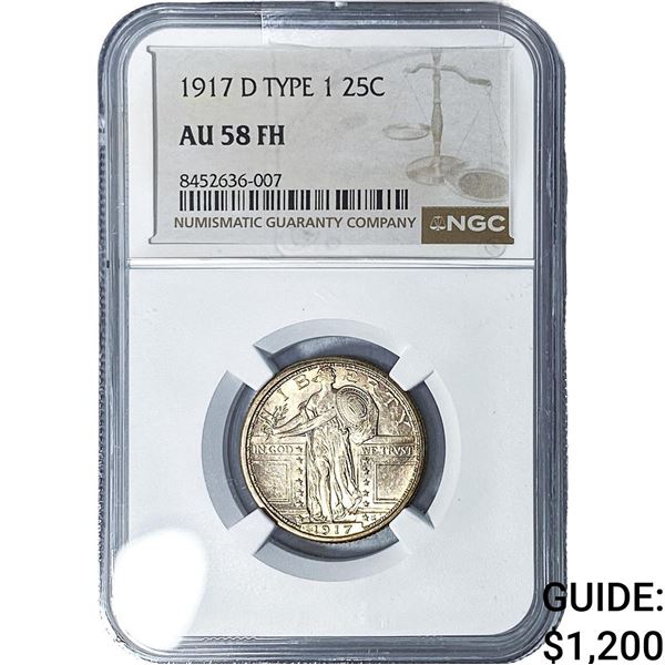 1917-D Standing Liberty Quarter NGC AU58 FH