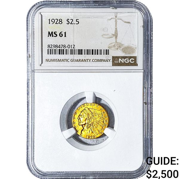 1928 $2.50 Gold Quarter Eagle NGC MS61