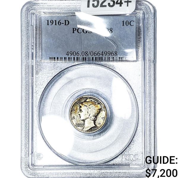 1916-D Mercury Silver Dime PCGS VG08