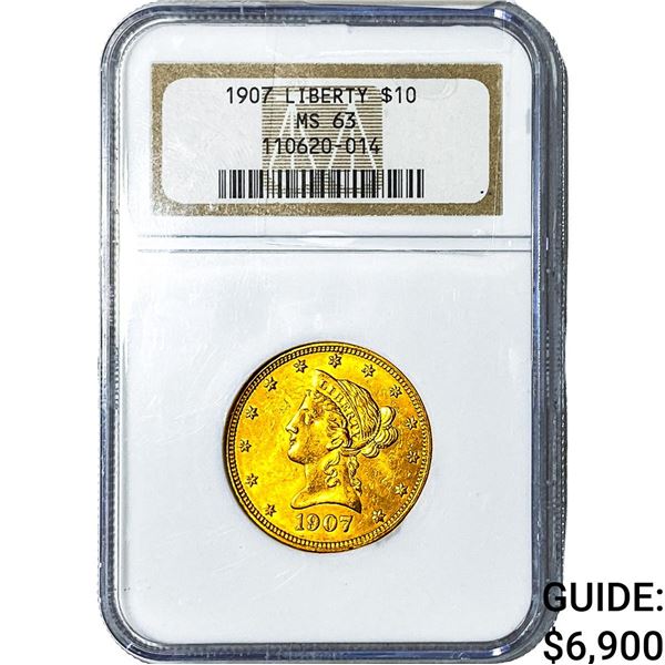 1907 $10 Gold Eagle NGC MS63