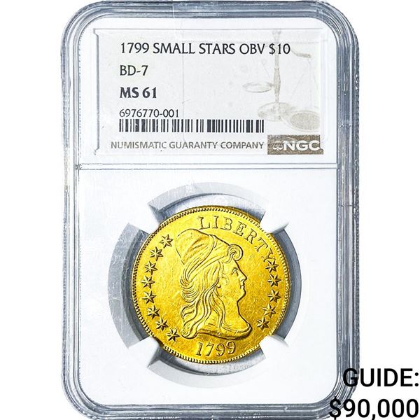 1799 $10 Gold Eagle NGC MS61 SM Stars OBV DB-7