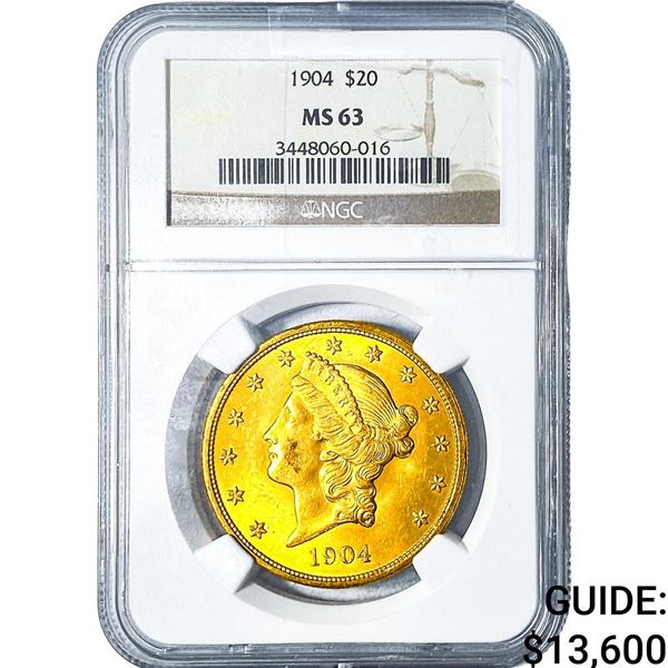 1904 $20 Gold Double Eagle NGC MS63