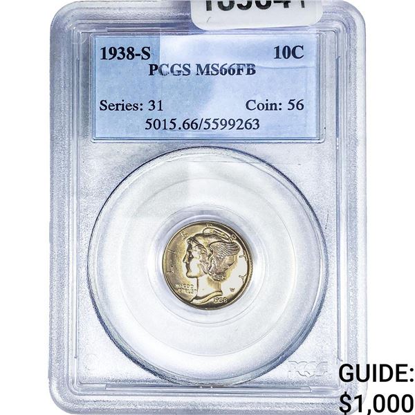1938-S Mercury Silver Dime PCGS MS66 FB
