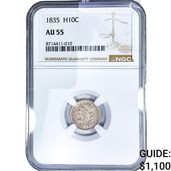 1835 Capped Bust Half Dime NGC AU55