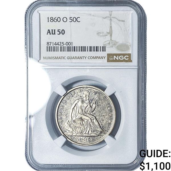 1860-O Seated Liberty Half Dollar NGC AU50