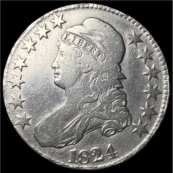 1824 Silver Capped Bust Half Dollar NEARLY  UNCIRCULATED