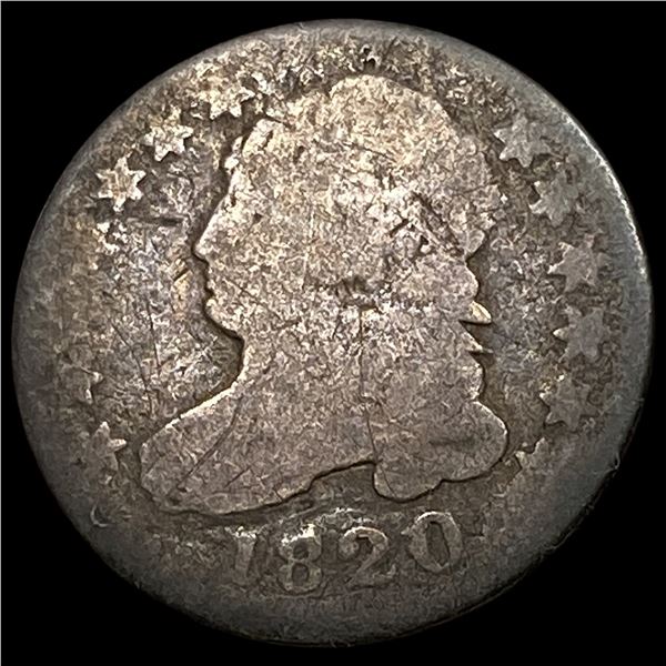 1820 LARGE O Capped Bust Dime NICELY  CIRCULATED