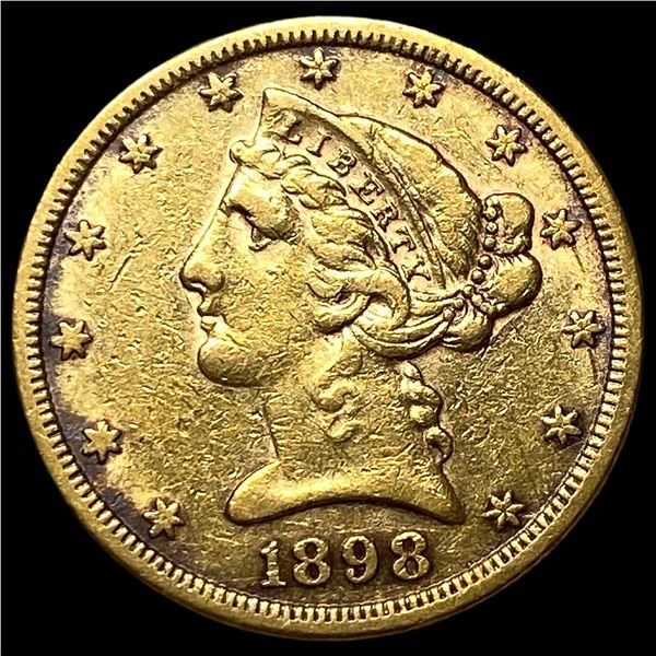 1898-S Liberty Head Half Eagle $5 Gold NEARLY  UNCIRCULATED