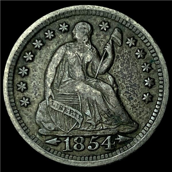 1854 Arrows Seated Liberty Half Dime CLOSELY  UNCIRCULATED