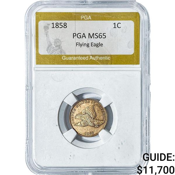1858 Flying Eagle Cent PGA MS65