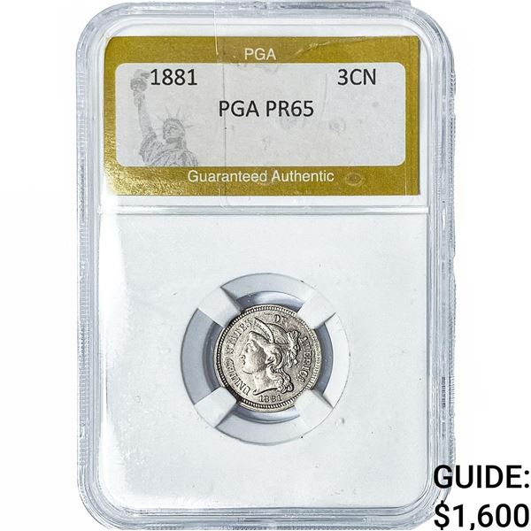 1881 Nickel Three Cent PGA PR65