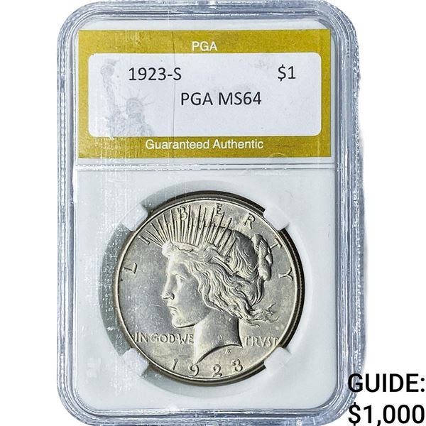 1923-S Silver Peace Dollar PGA MS64