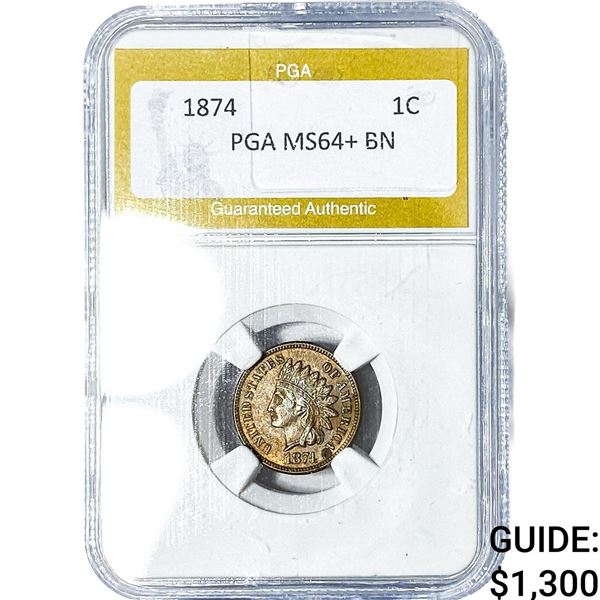 1874 Indian Head Cent PGA MS64+BN