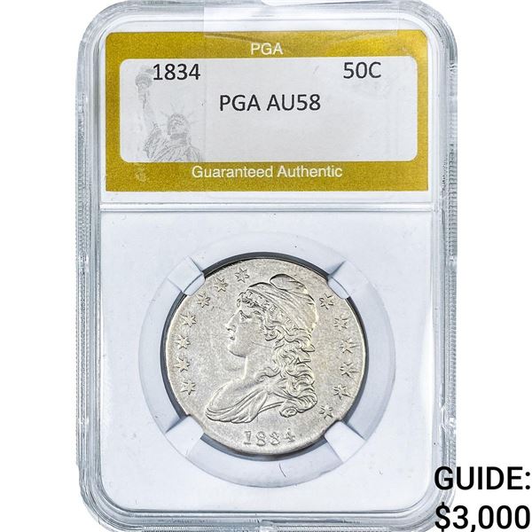 1834 Capped Bust Half Dollar PGA AU58