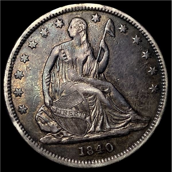 1840 Silver Seated Liberty Half Dollar CHOICE  AU