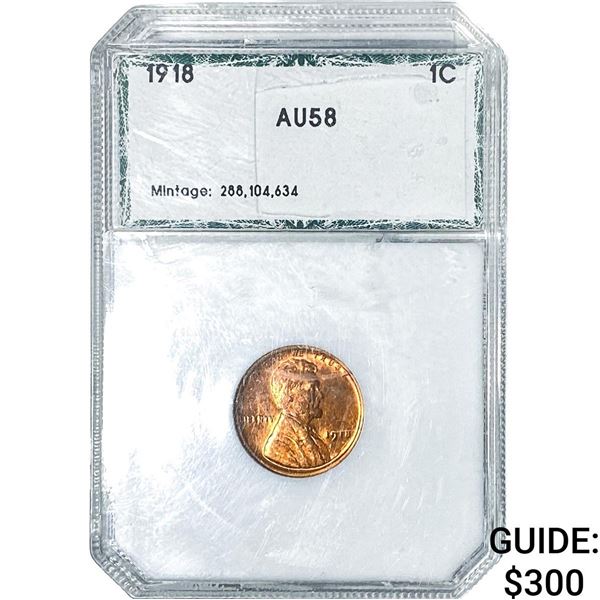 1918 Wheat Cent PCI AU58