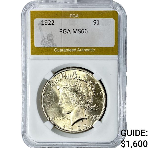 1922 Silver Peace Dollar PGA MS66