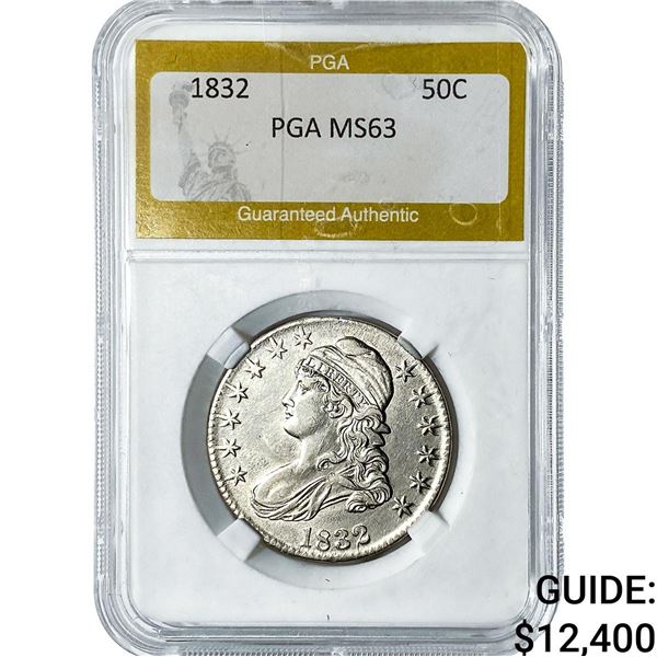 1832 Capped Bust Half Dollar PGA MS63