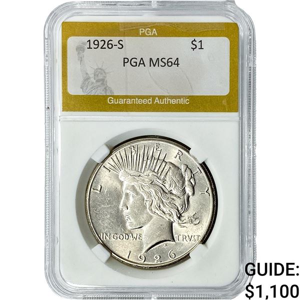 1926-S Silver Peace Dollar PGA MS64