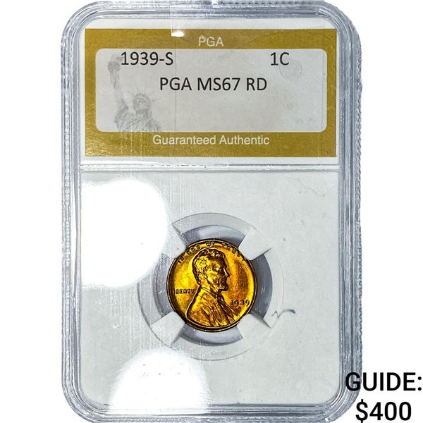 1939-S Wheat Cent PGA MS67 RD