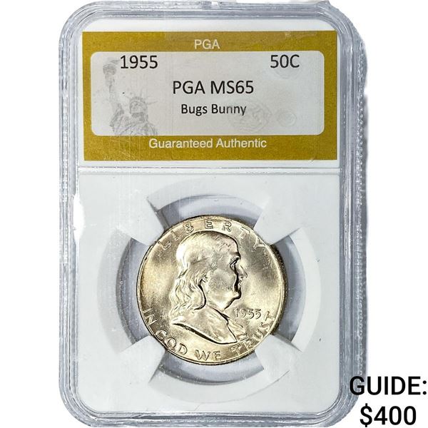 1955 Franklin Half Dollar PGA MS65 Bugs  Bunny