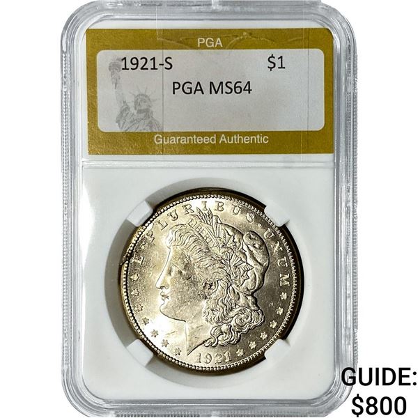 1921-S Morgan Silver Dollar PGA MS64