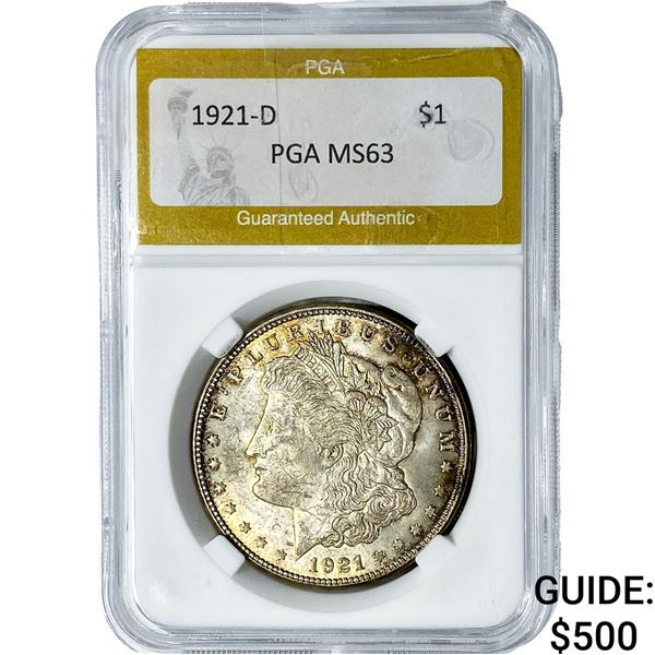 1921-D Morgan Silver Dollar PGA MS63