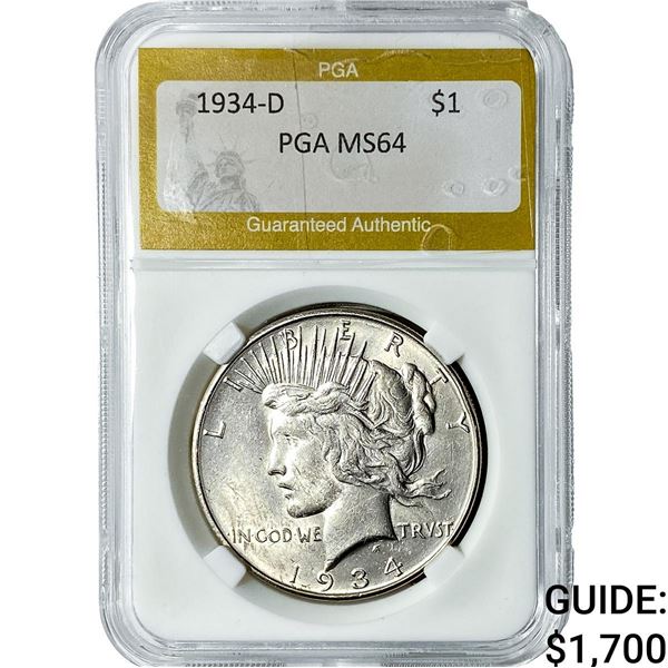 1934-D Silver Peace Dollar PGA MS64