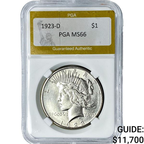 1923-D Silver Peace Dollar PGA MS66