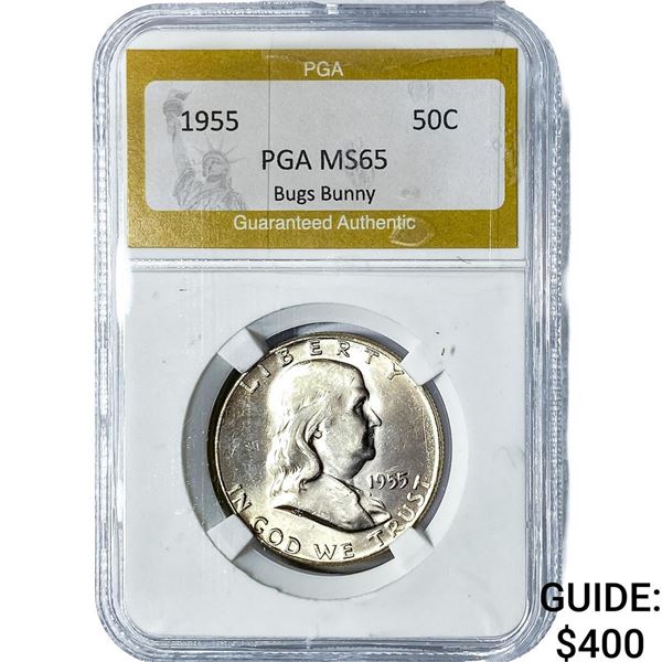 1955 Franklin Half Dollar PGA MS65 Bugs Bunny
