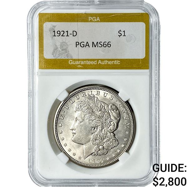 1921-D Morgan Silver Dollar PGA MS66