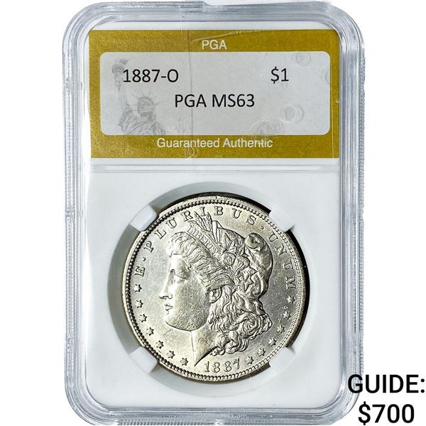 1887-O Morgan Silver Dollar PGA MS63