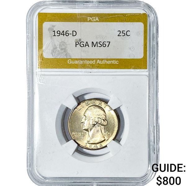 1946-D Washington Silver Quarter PGA MS67