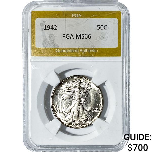 1942 Walking Liberty Half Dollar PGA MS66
